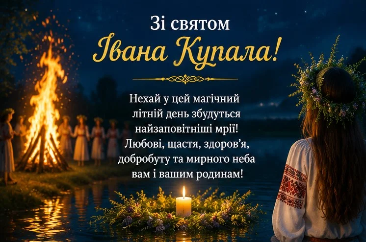 Атмосферна листівка з зображенням традиційного ритуалу у вечірній атмосфері створює відповідний святковий настрій