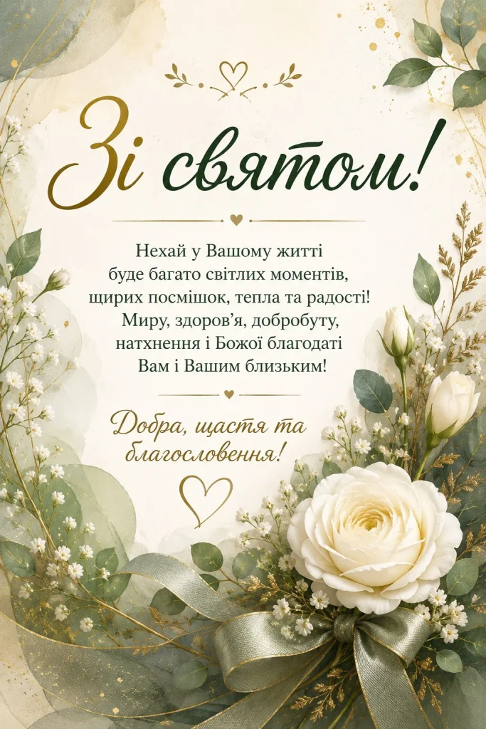Універсальна листівка на всі випадки життя з квітами та зеленню