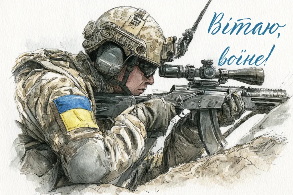 Ілюстрація українського військового з гвинтівкою