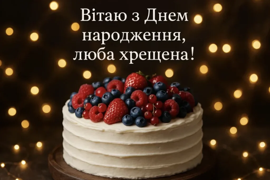 Торт з ягодами і привітання