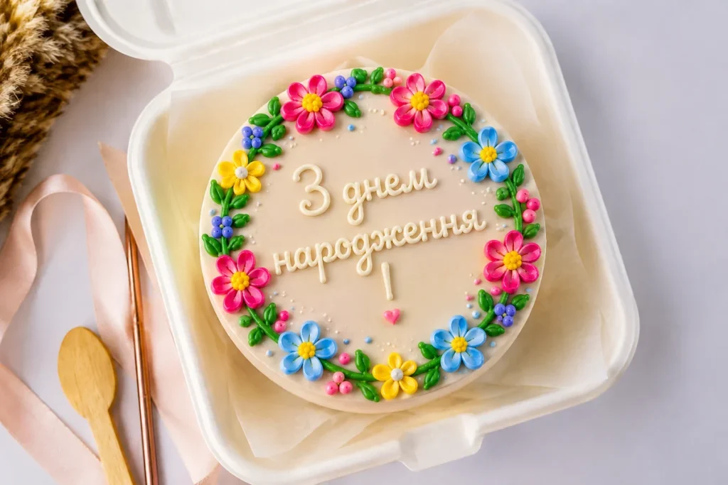 Бенто торт для дівчинки з квіточками