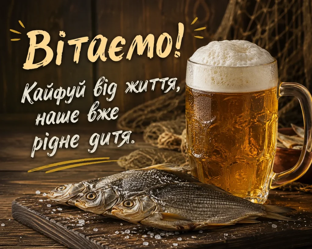 Привітання із пивом та таранькою
