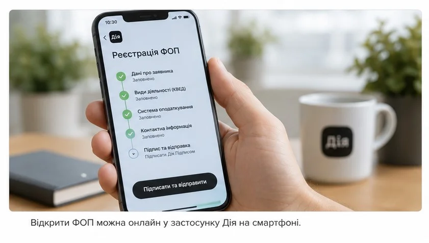 Найлегше відкрити ФОП у застосунку Дія на смартфоні