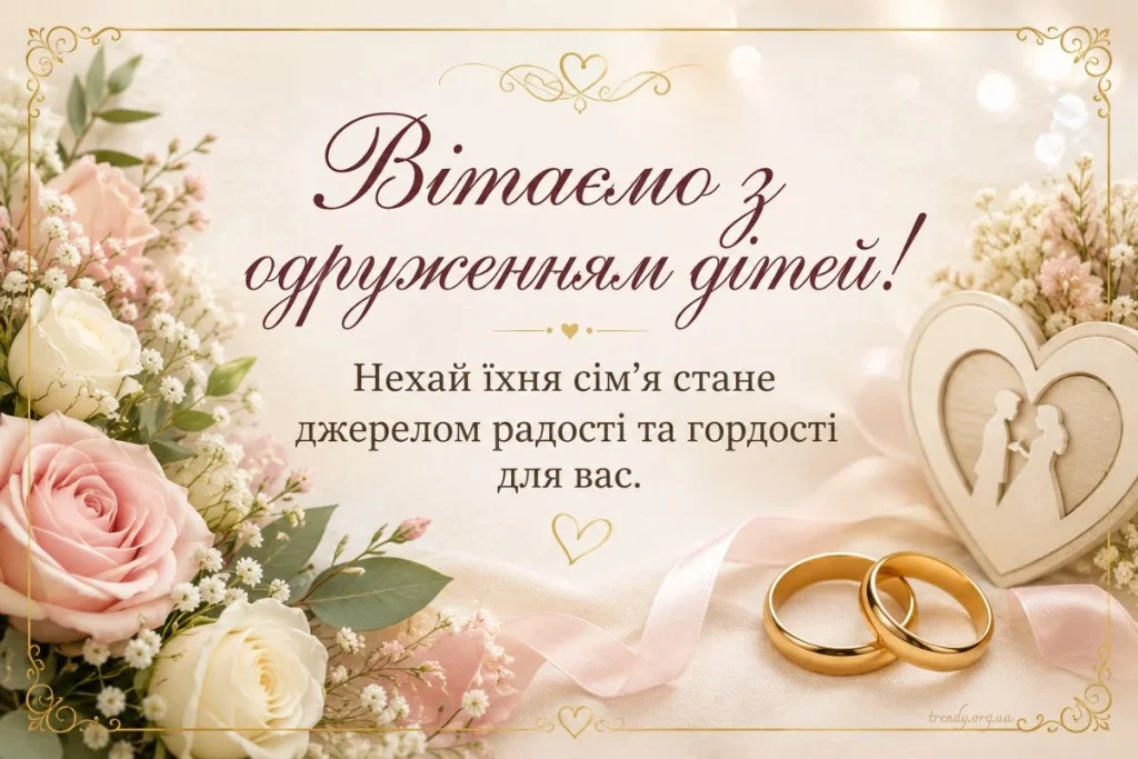 Привітання з одруженням дітей