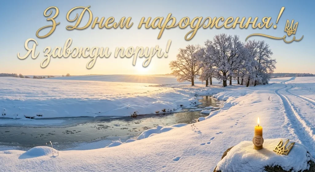 Привітання на фоні зимового пейзажу