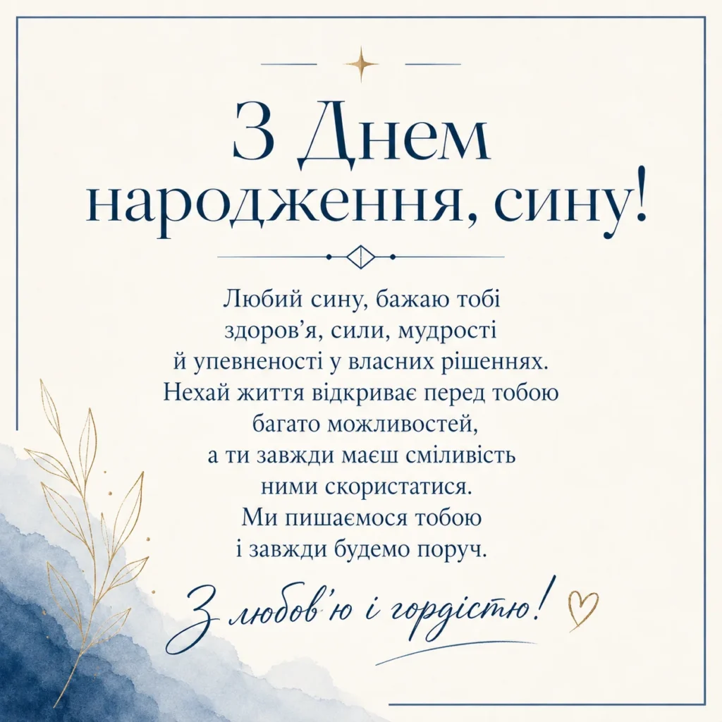 стримана листівка побажання для сина