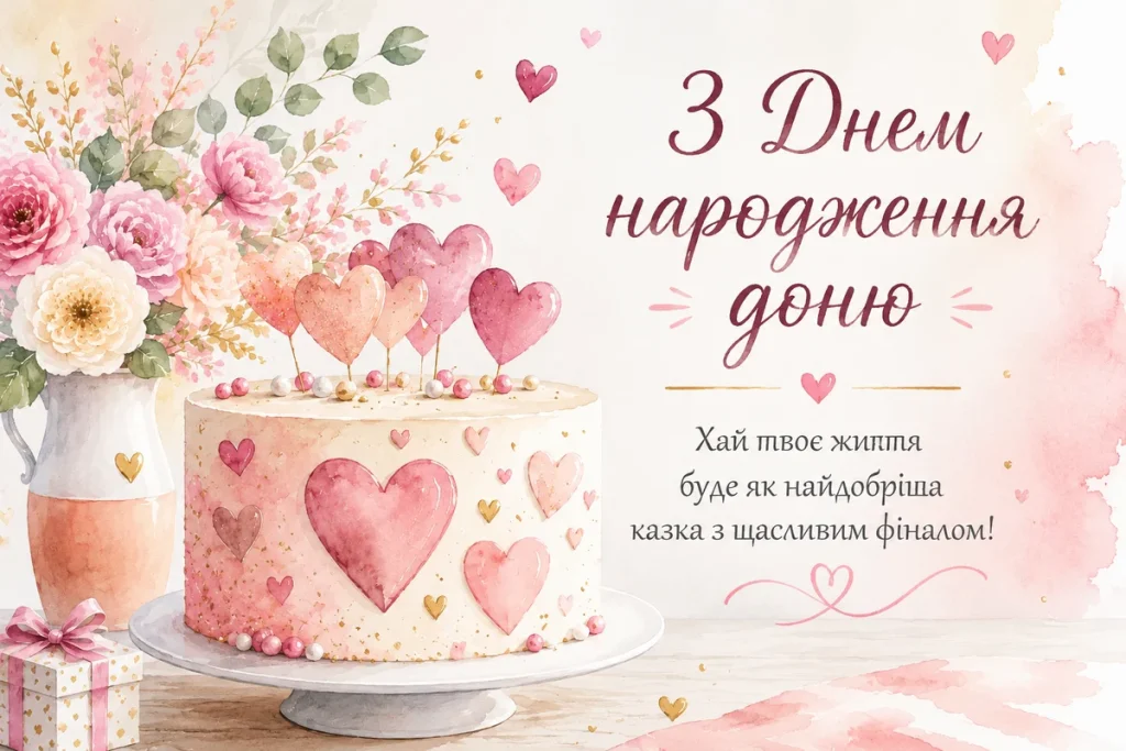 Торт з сердечками для милої доні