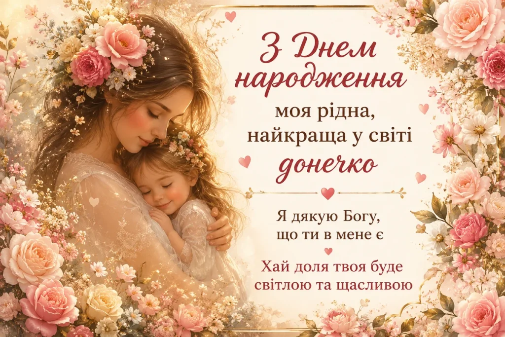 Мама обіймає свою донечку