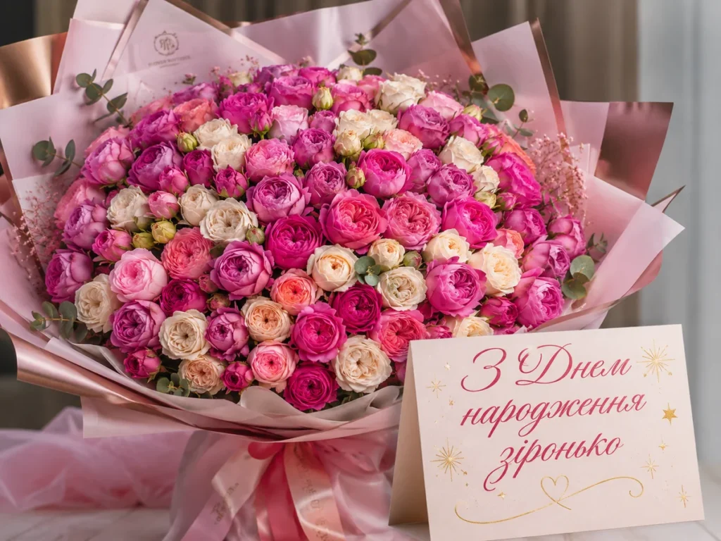 Рожеві троянди для прекрасної леді