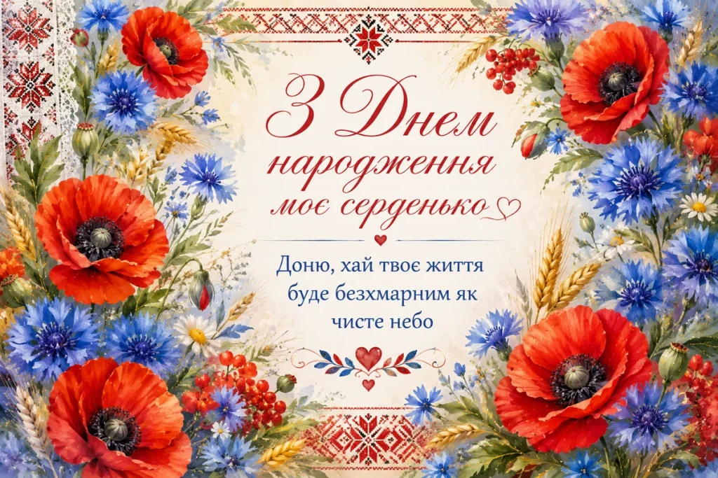Червоні маки та волошки для найкращої у світі доні