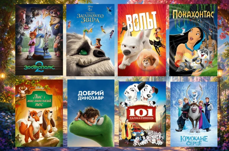 Барвистий колаж із культовими мультфільмами Дісней