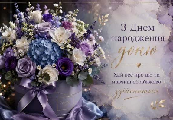 Фіолетові квіти для доні від мами