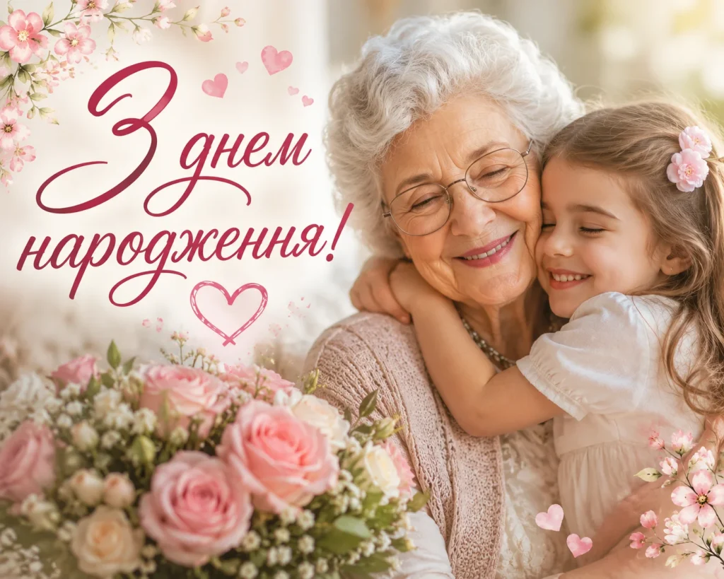 Внучка обіймає бабусю
