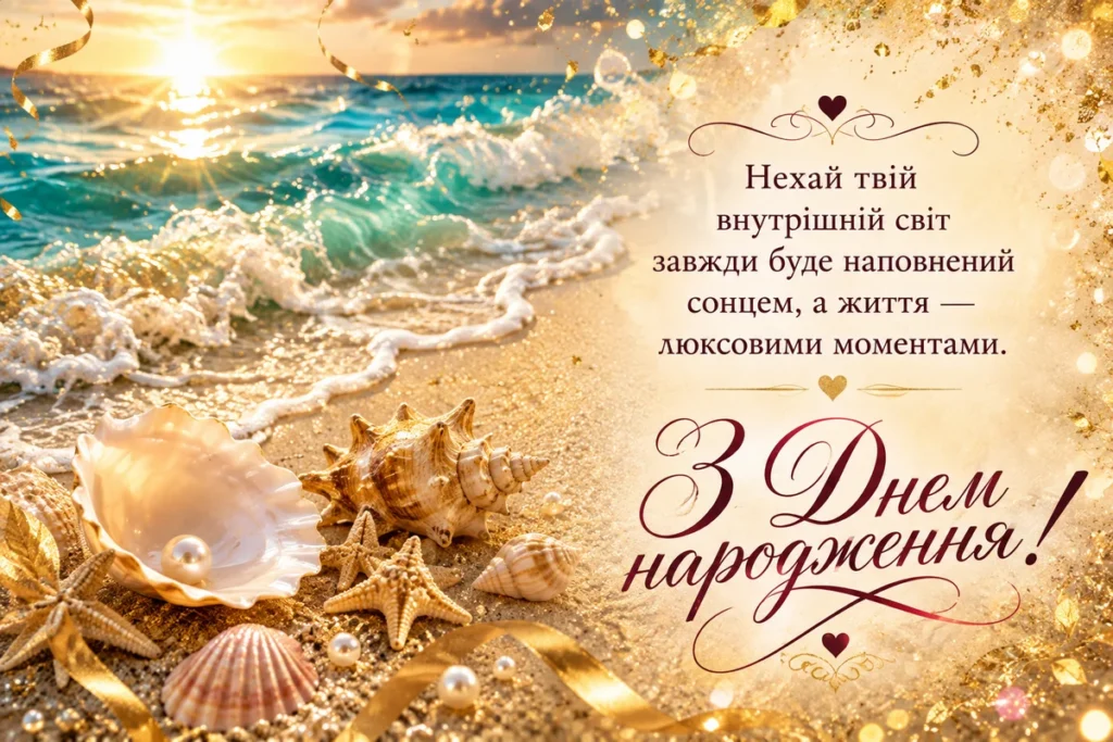 Морські хвилі з словами побажань для жінки