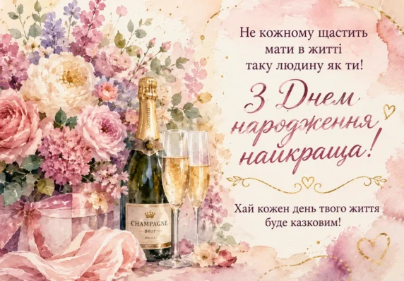 Квіти та шампанське для найкращої жінки 