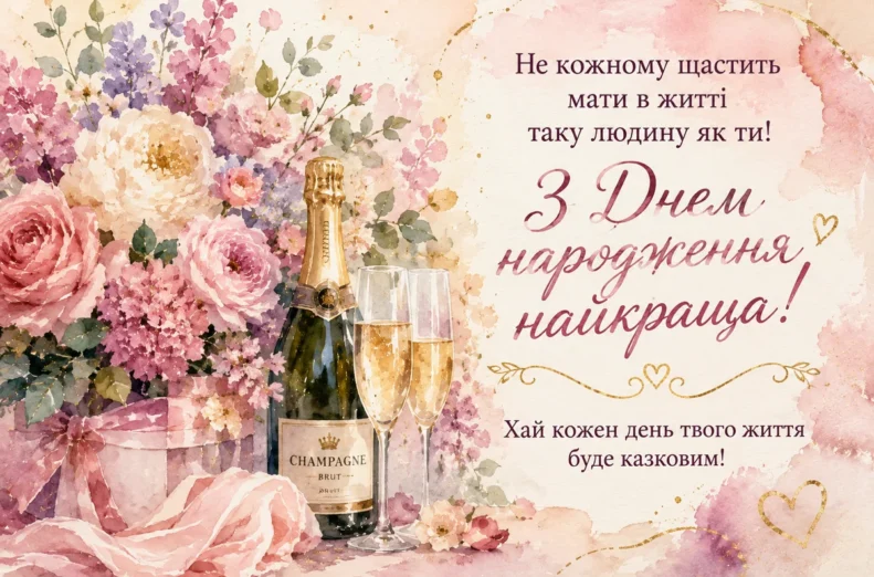 Квіти та шампанське для найкращої жінки