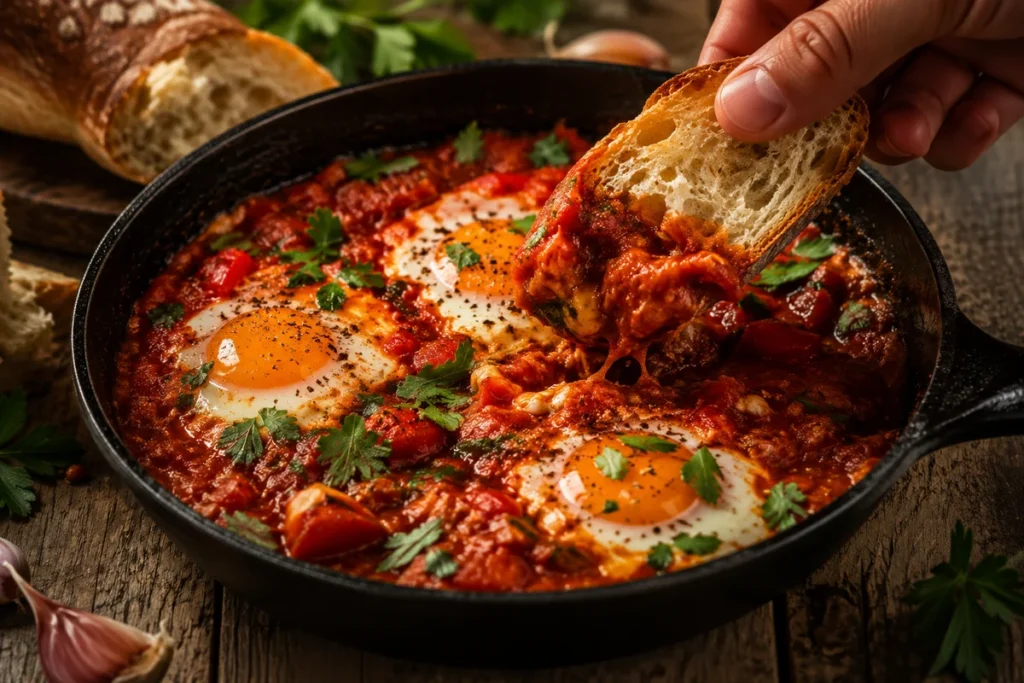 Ароматна шакшука з багетом