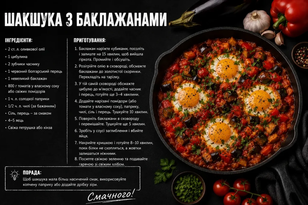 Рецепт шакшуки з баклажанами