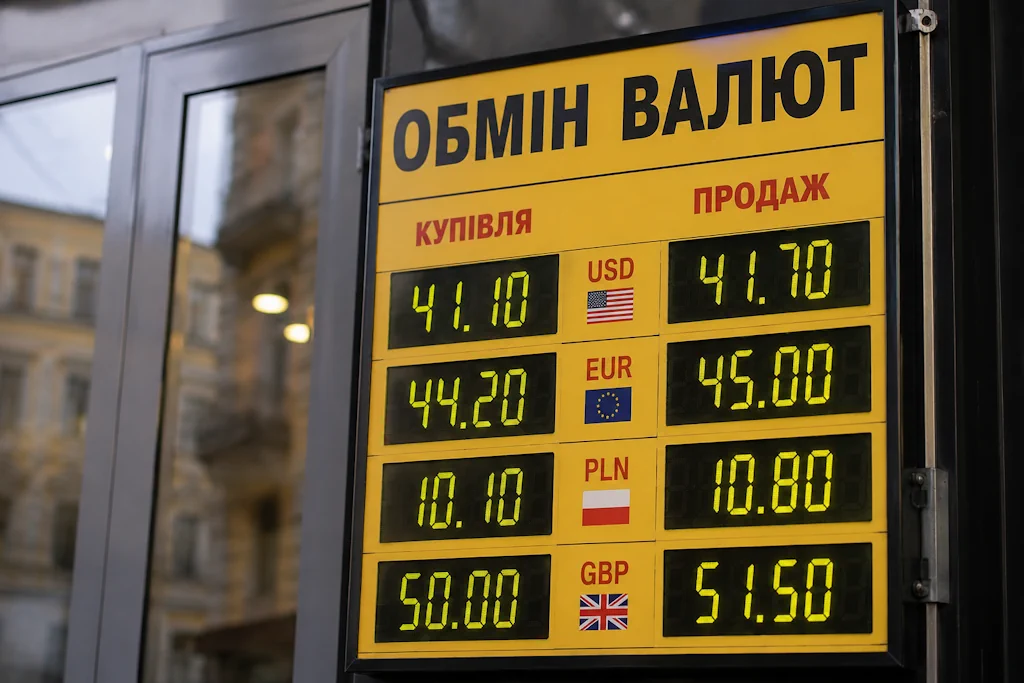 табло курсу валют в обміннику