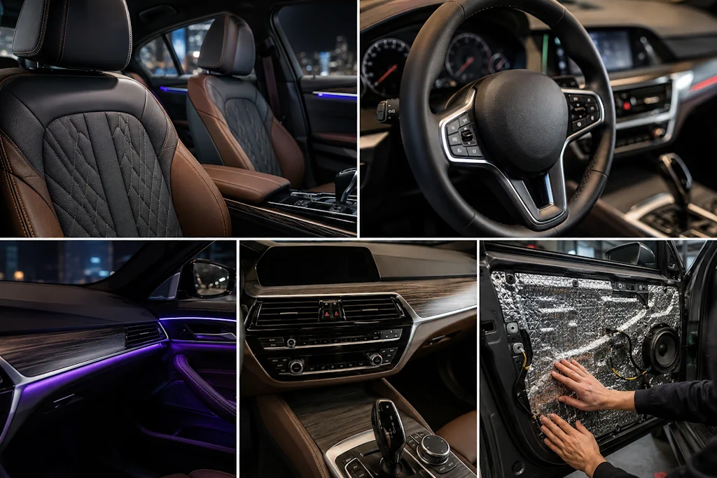 колаж ідей для тюнінгу салона авто