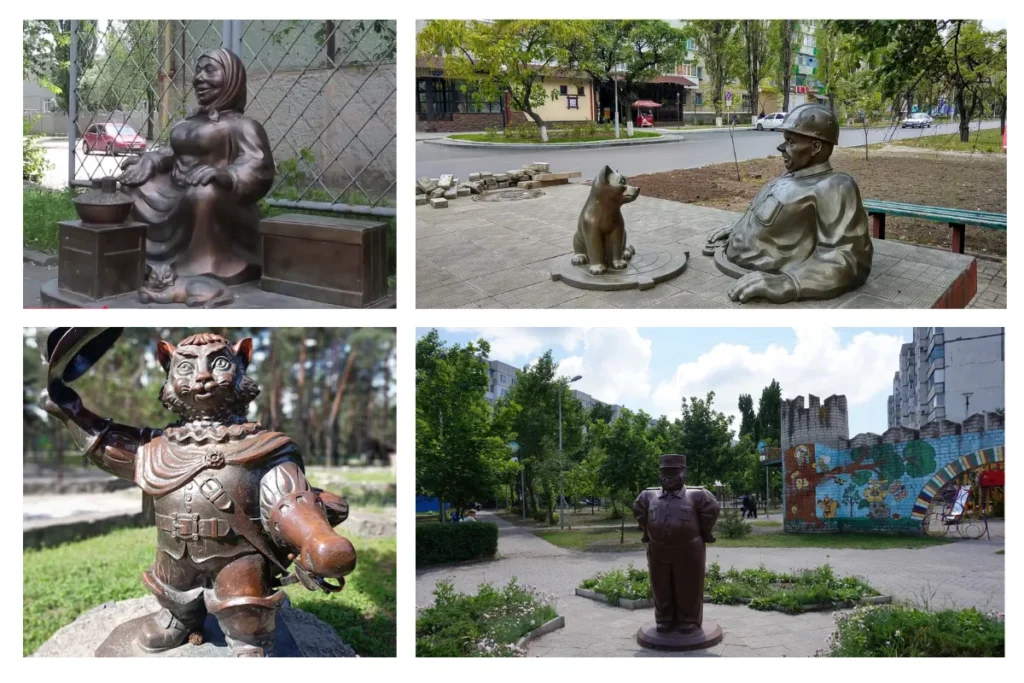 Колаж із міськими скульптурами Горішніх Плавнів